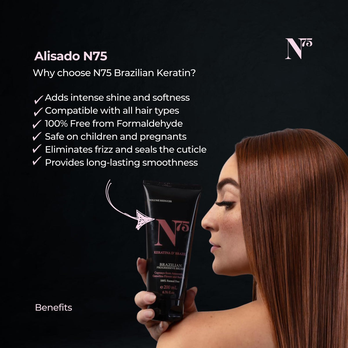 N75 ingredients: camellia keratin for deep hydration and strength