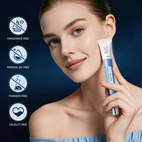 Nabevin KKP Rapid Reduction Eye Serum application demonstrates pea-sized amount