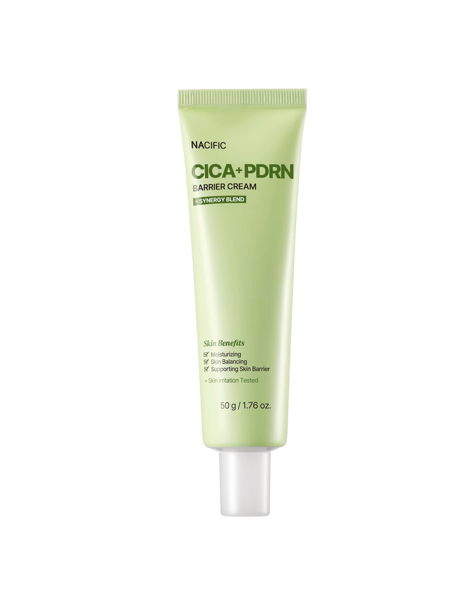 NACIFIC Cica PDRN barrier-cream jar closeup showing soothing formula for irritated skin.
