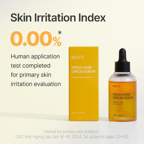 Ingredient graphic of NACIFIC serum highlights vitamins B and C and botanicals.