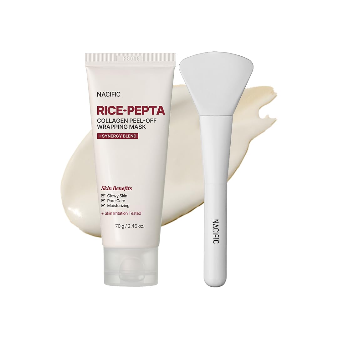 NACIFIC Rice Pepta Collagen Peel-Off Wrap Mask hydrates skin and tightens pores.