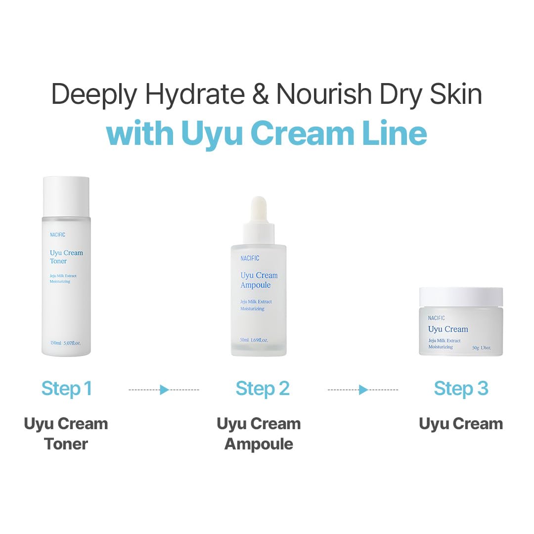 Nacific UYU Cream Toner 150ml mark indicates generous hydration capacity.