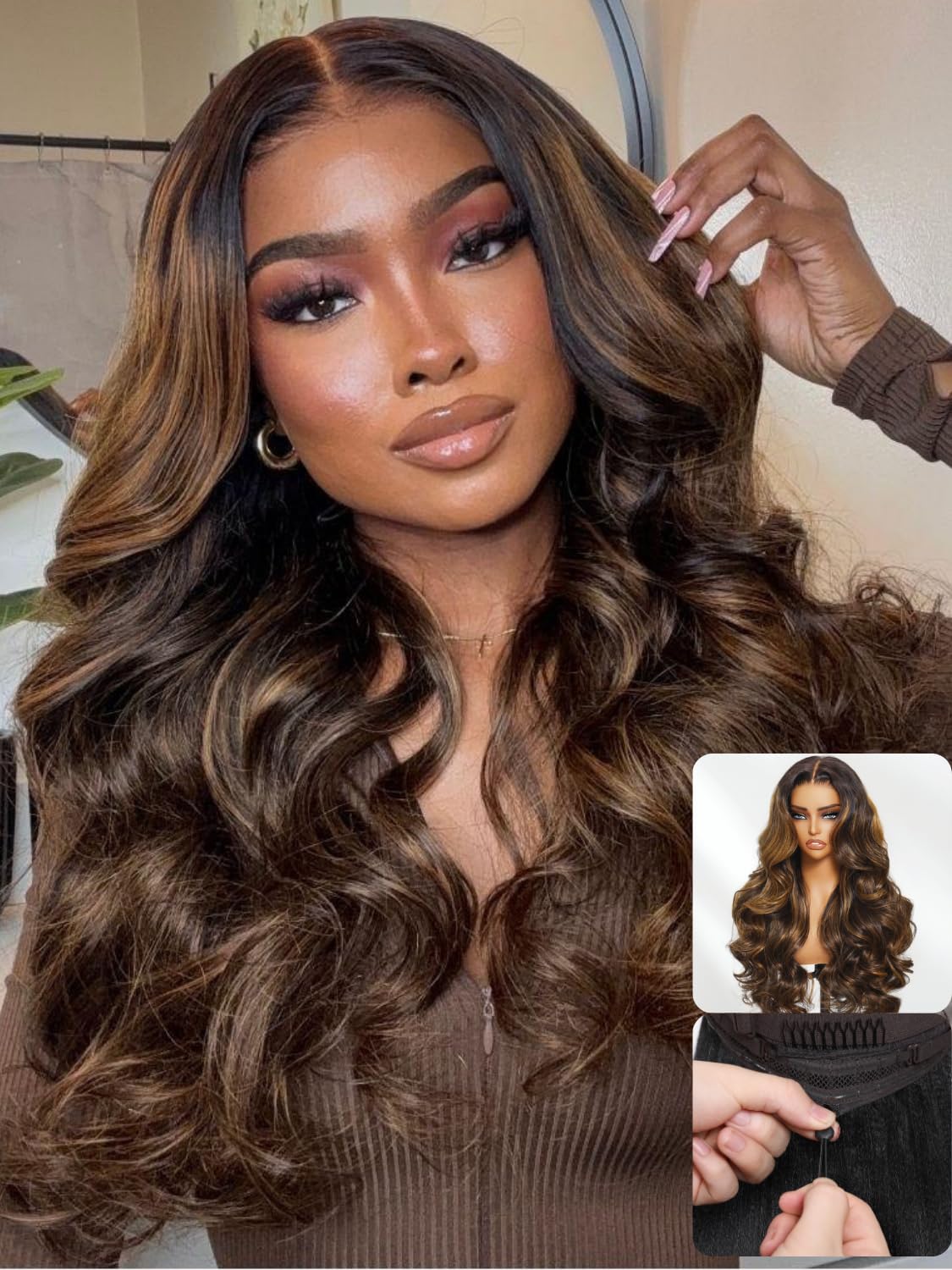 Nadula body wave balayage ombre wig adds salon-looking dimension.