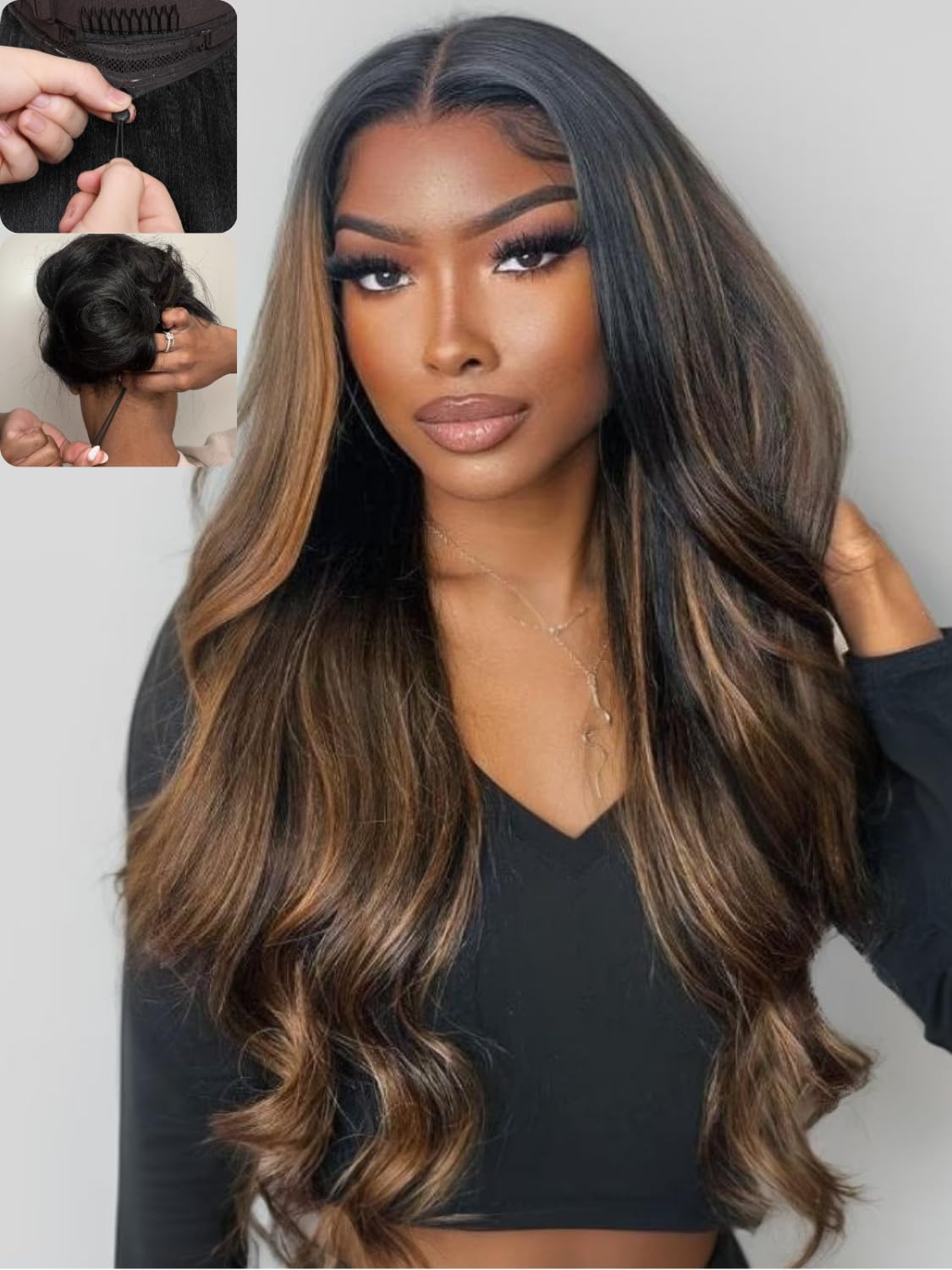 Nadula Bye Bye Knots glueless balayage brown wig 16in for quick natural coverage.