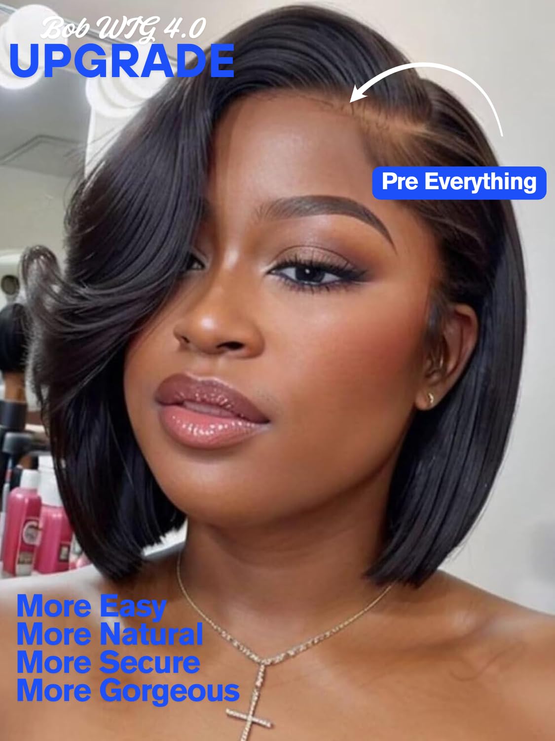 Nadula bob wig with side-swept bangs for a natural framed look.