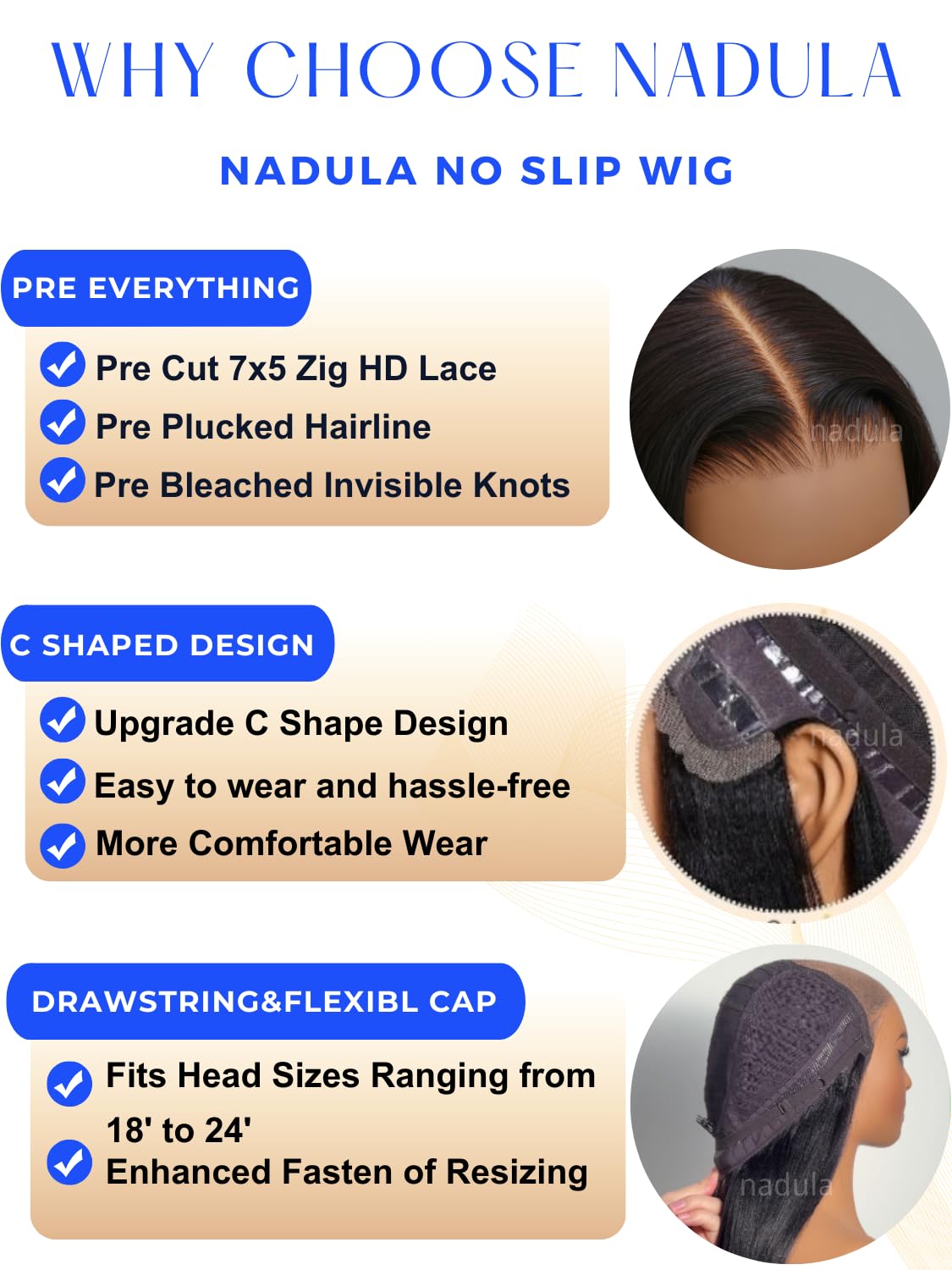 Nadula Yaki drawstring wig with 180% density, voluminous yet breathable.