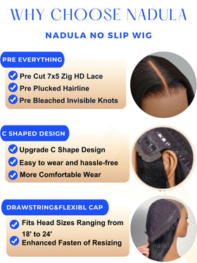Nadula Yaki drawstring wig with 180% density, voluminous yet breathable.