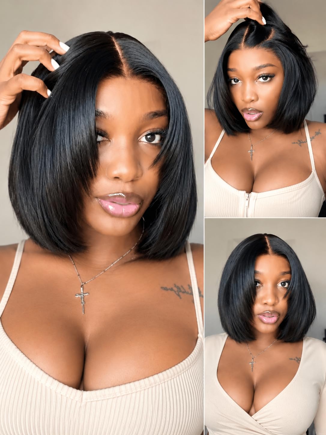 Nadula Yaki straight bob drawstring wig with glueless cap for quick everyday wear.