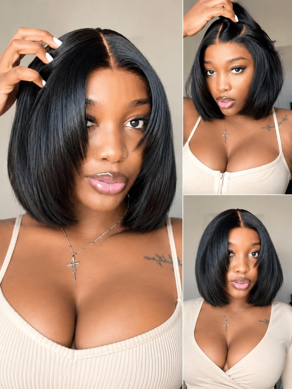 Nadula Yaki straight bob drawstring wig with glueless cap for quick everyday wear.