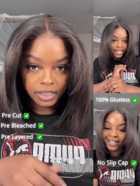 Nadula Yaki straight bob with 7x5 HD lace front blends naturally.