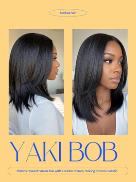 Nadula Yaki straight bob, natural black color suitable for daily wear.