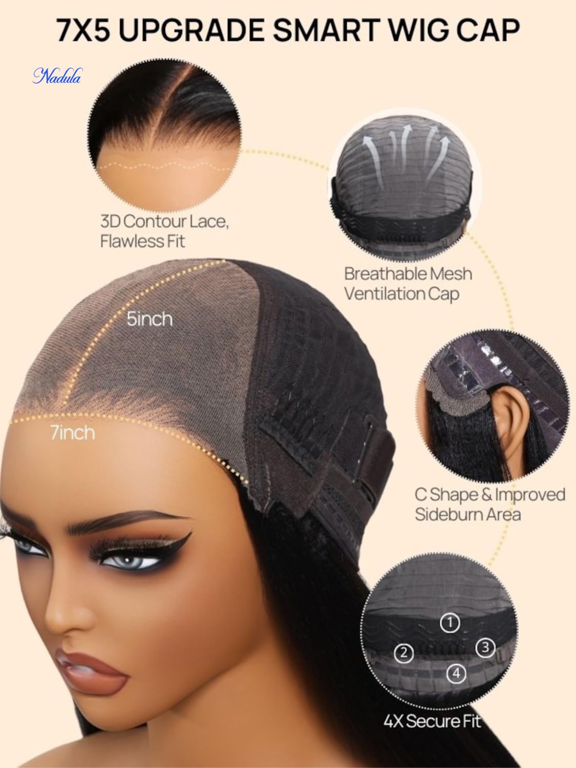 Nadula Yaki bob wig at 150% density offers natural volume