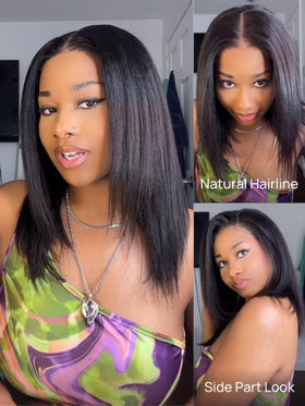 Nadula Yaki Straight Bob Wig back view highlights smooth silhouette.