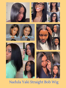 Nadula Yaki Straight Bob Wig 7x5 lace closure provides snug, comfortable fit.