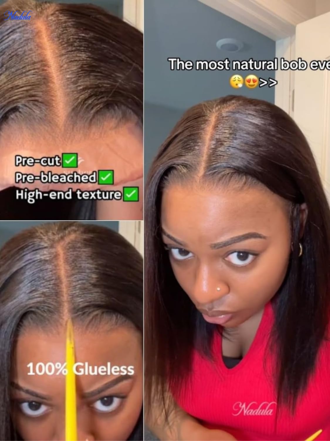 Nadula Yaki Straight Bob Wig drawstring ensures a stable fit during activity.