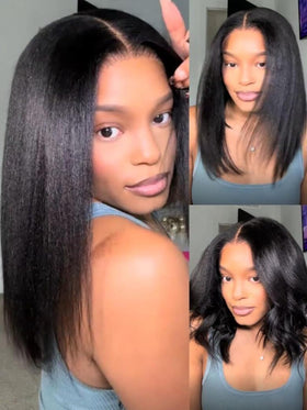 Nadula Yaki straight bob wig front view with natural hairline and lace closure