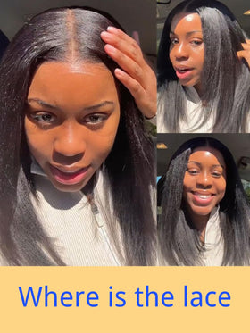 Nadula Yaki Straight Bob Wig virgin hair close-up shows natural texture.