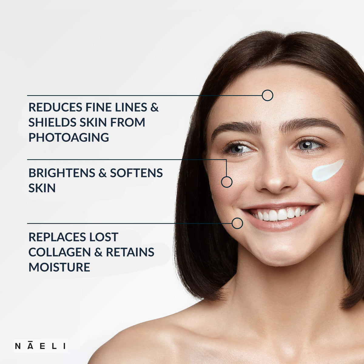 NAELI Face Moisturizer SPF 30 jar displaying fast-absorbing non-greasy texture