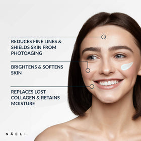 NAELI Face Moisturizer SPF 30 jar displaying fast-absorbing non-greasy texture