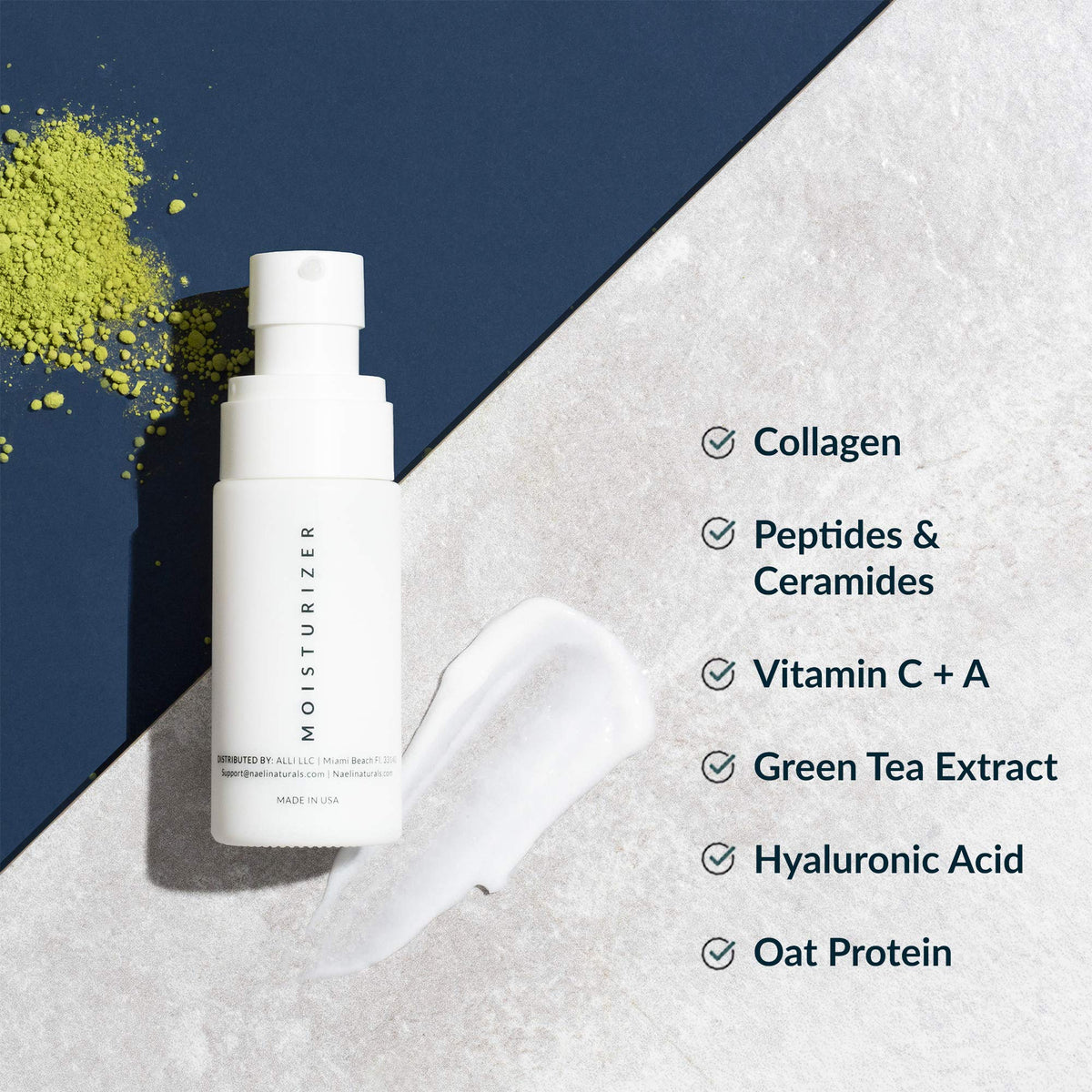 NAELI Hyaluronic acid and ceramides closeup highlighting hydration and renewal