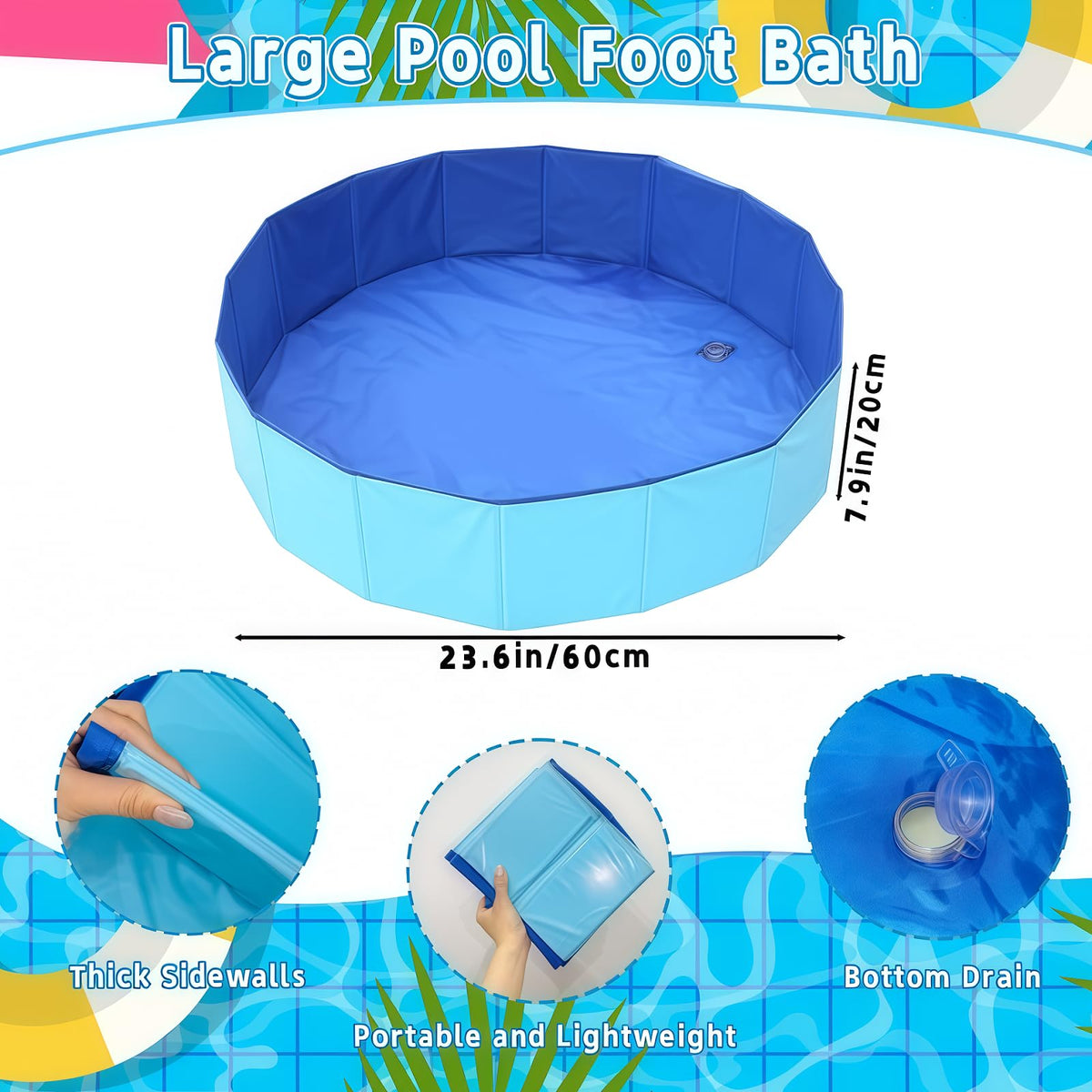 Nafhone foldable pool foot bath collapsible design enables quick setup and easy storage.
