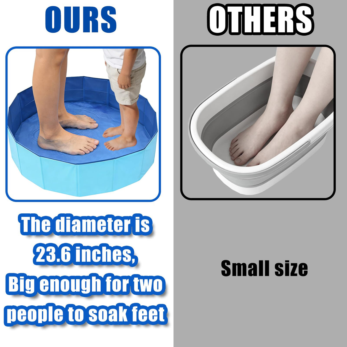 Nafhone foot bath with bottom drain for fast water release.