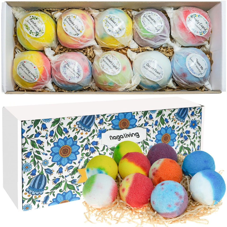 Nagaliving bath bombs box-front shows a gift-ready package for a relaxing soak.