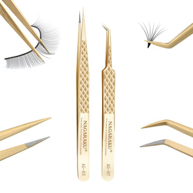 NAGARAKU straight fiber-tip tweezers AG-03 for precise lash isolation.