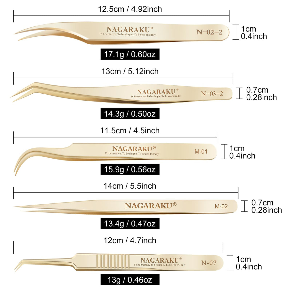 NAGARAKU M-02 angled-tip tweezer for quick lash fan creation.