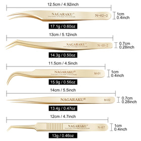 NAGARAKU M-02 angled-tip tweezer for quick lash fan creation.
