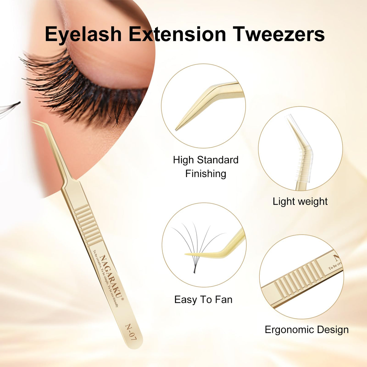 NAGARAKU N-02-2 precise micro-tip for tiny lashes.