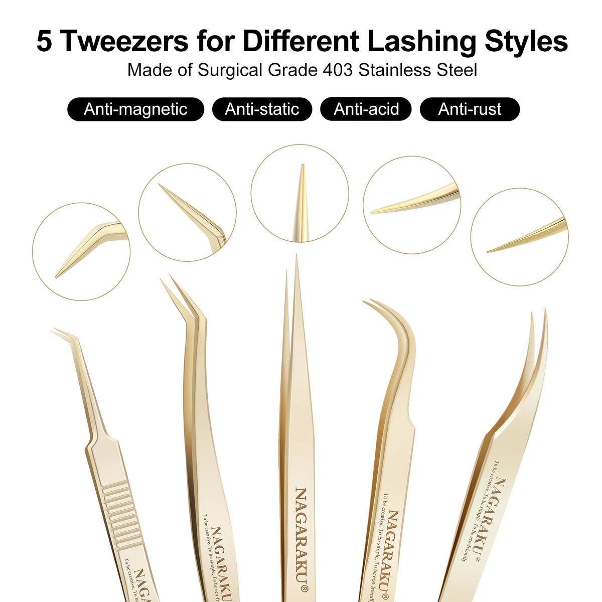 NAGARAKU N-07 curved-tip tweezer for secure lash isolation.