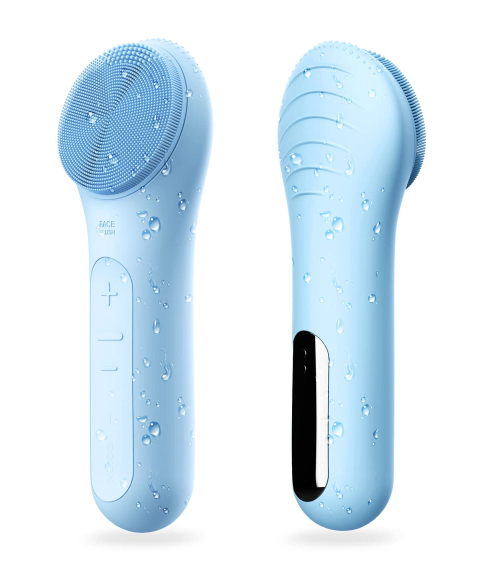 NågraCoola electric facial cleansing brush front view shows gentle silicone bristles for a soft cleanse.