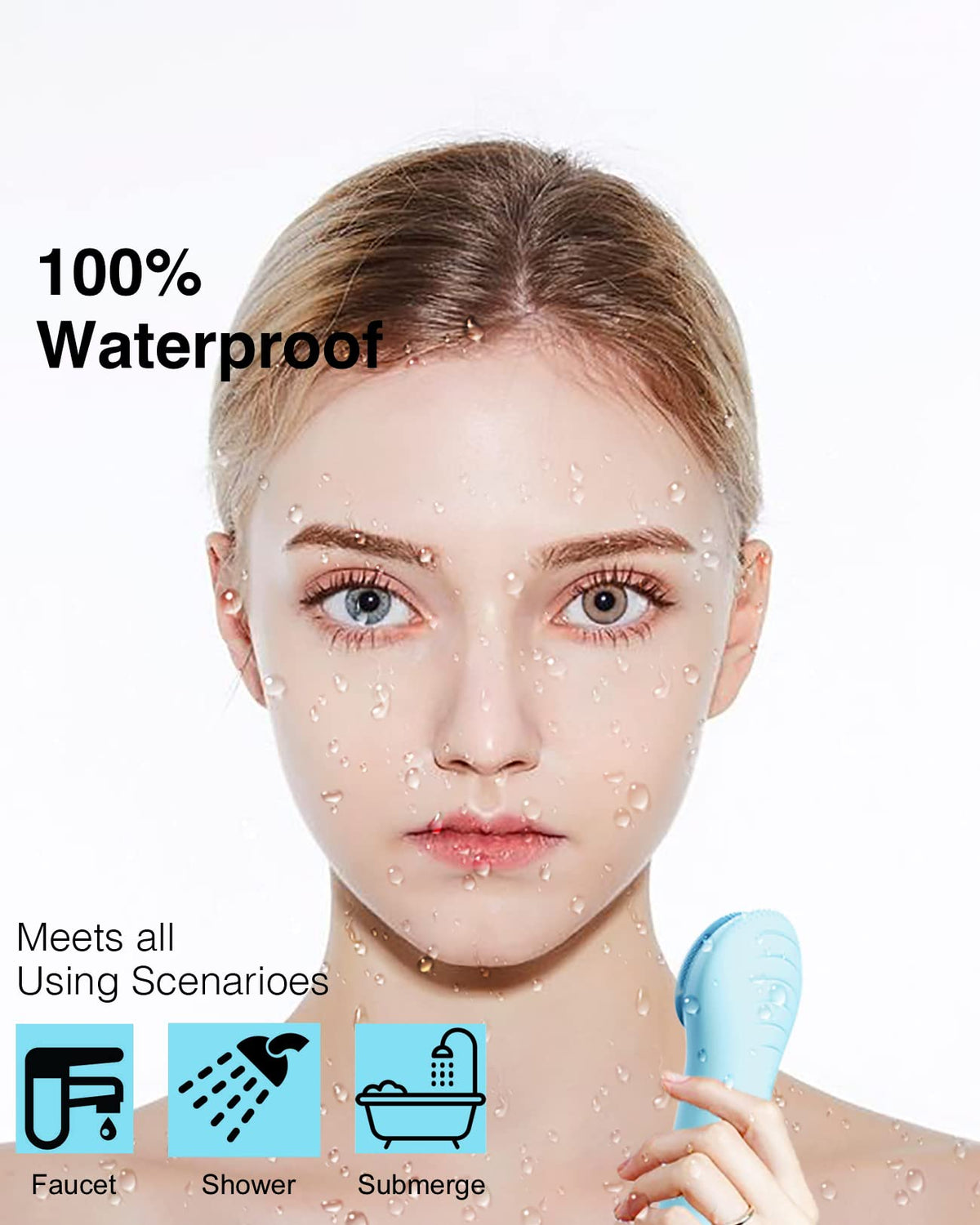 NågraCoola electric facial cleansing brush side view highlights ergonomic handle for comfortable daily use.