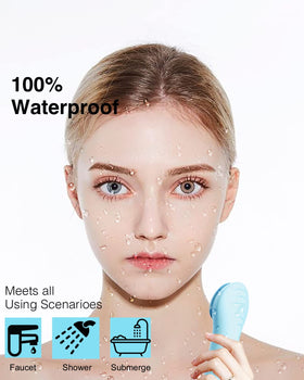NågraCoola electric facial cleansing brush side view highlights ergonomic handle for comfortable daily use.