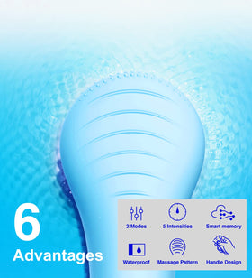 NågraCoola light blue handle in shower showcases waterproof design for wet environments.
