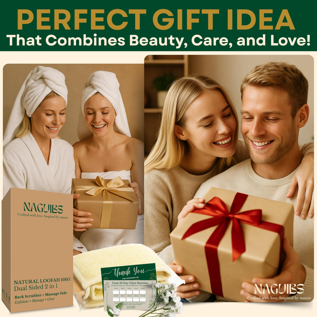 NAGUIBS suitable for men and women during shower routine.