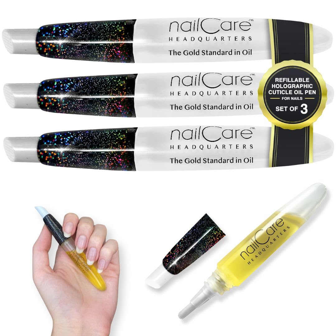 Refillable oil pen with brush for mess-free cuticle care on the go by Nail Care Headquarters.