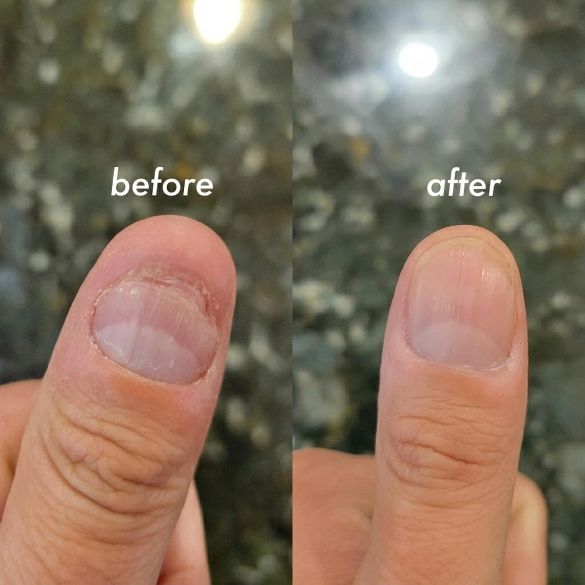 Nail Quail Strong Growth brush application on nail edge for easy use.