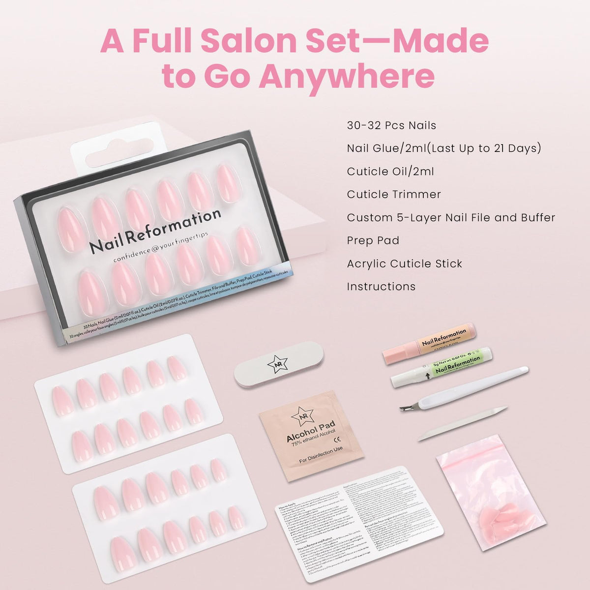Nail Reformation easy removal with gentle prep pads included.