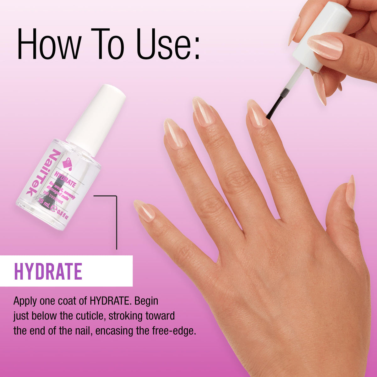 Nail Tek Hydrate used as a base under polish for better color adhesion.