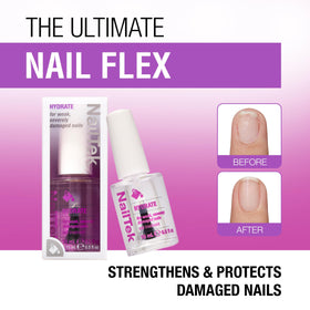 Nail Tek Hydrate hydration glow on nails highlighting moisture and suppleness.