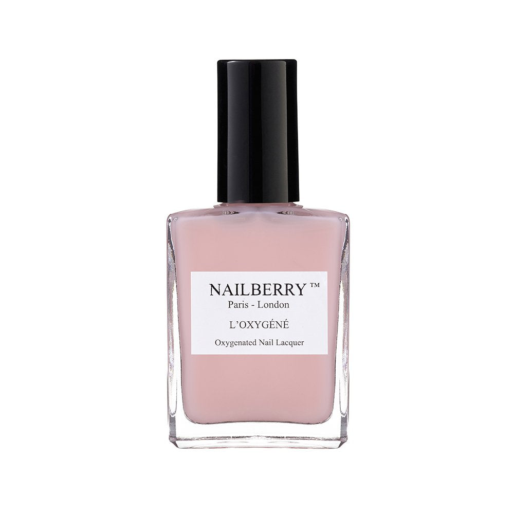 Nailberry L'Oxygéné light pink bottle close-up showing semi-sheer elegance for French manicure