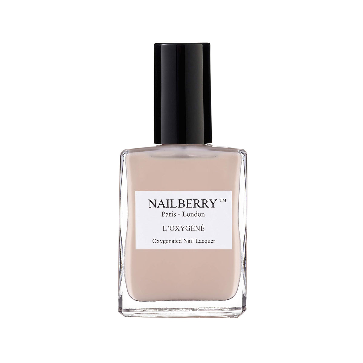 Nailberry L'Oxygéné bottle with light beige polish and pink hue.