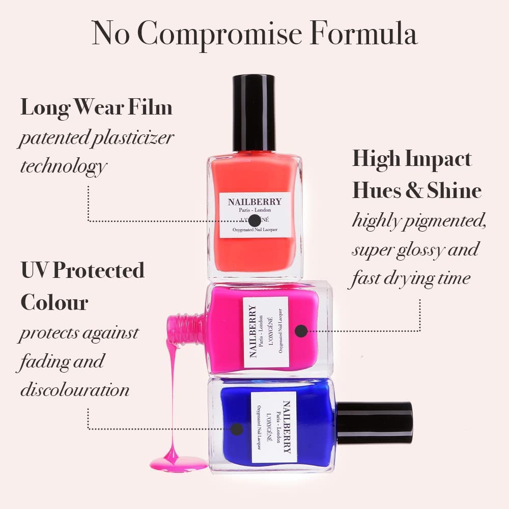 Finished nails show UV-protected, long-wear shine in natural beige.