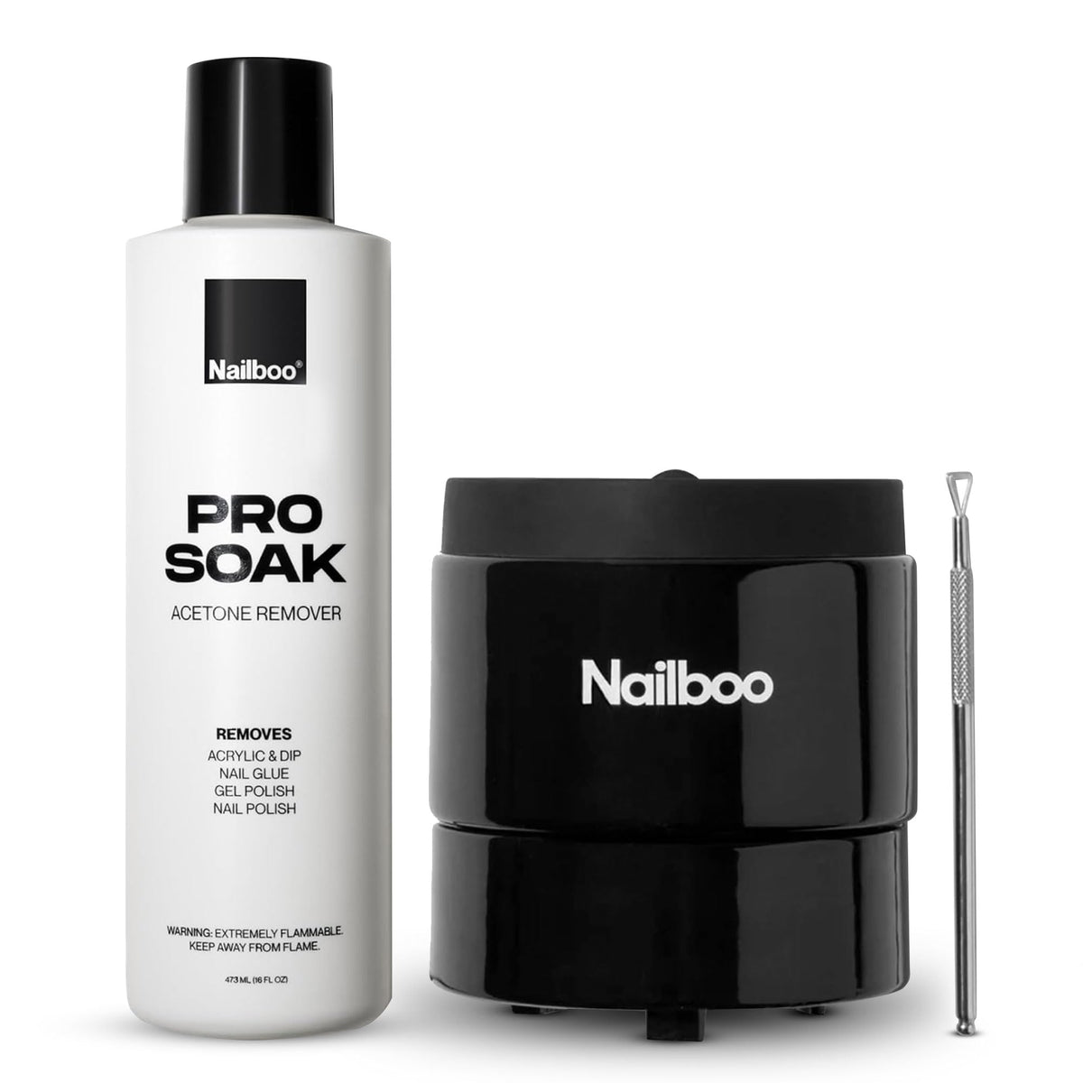 Nailboo acetone remover bottle for fast, clean polish removal at home.