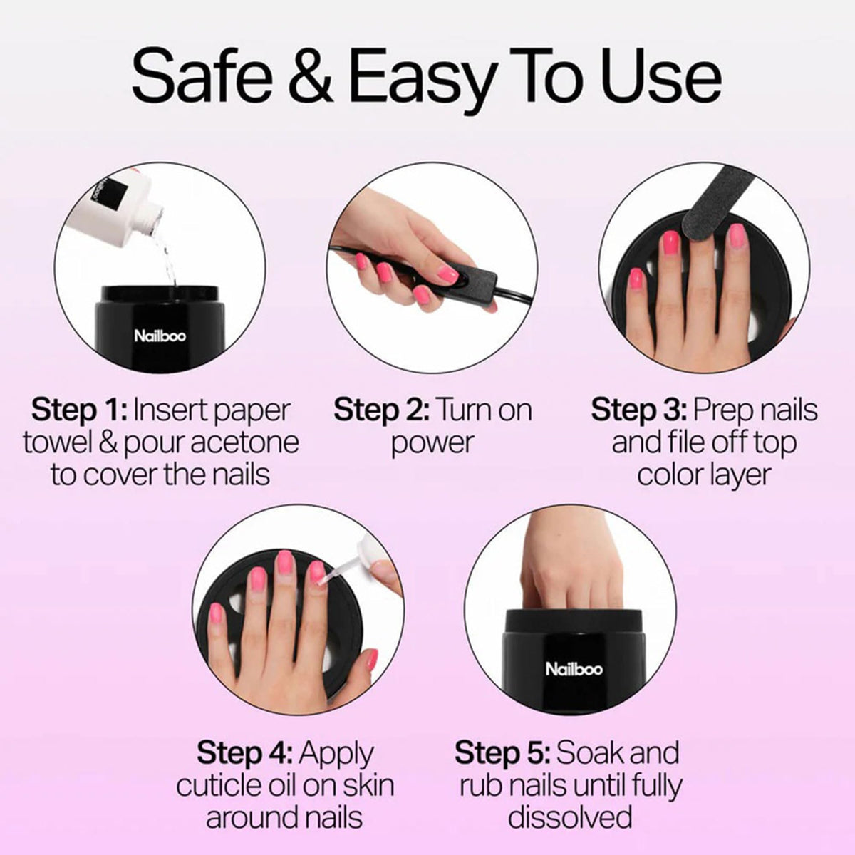 Nailboo Manicure Scraper Tool included in kit for easy removal