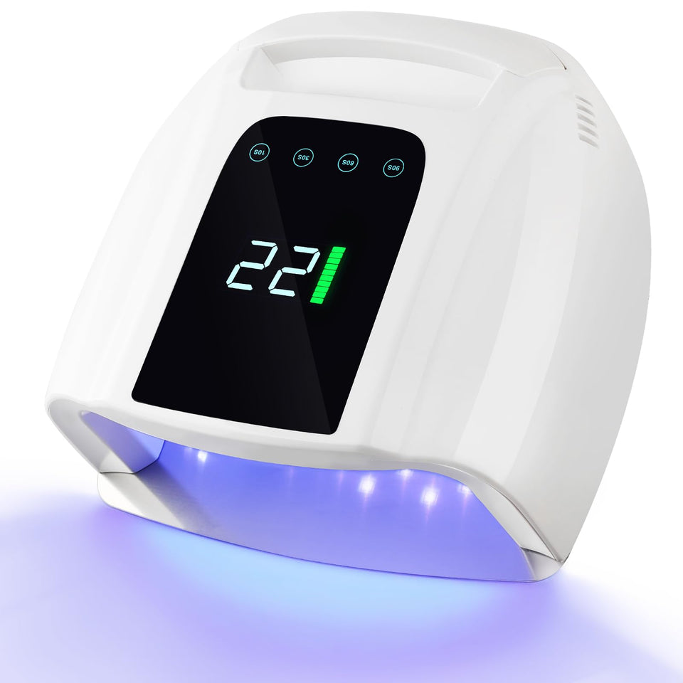 NailFace 96W UV LED lamp, front view, promotes even curing for gel nails.