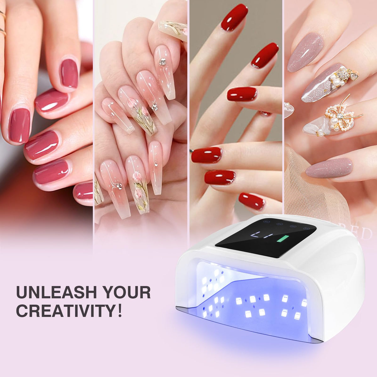 NailFace cordless design, travel-friendly nail dryer for on-the-go use.