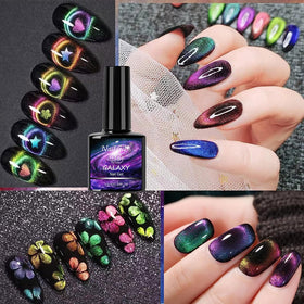 NAILGIL galaxy holographic effect bottle catching light vividly.